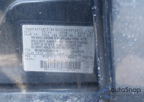 2014 Nissan Sentra S from USA, damaged, VIN 3N1AB7AP2EL682749